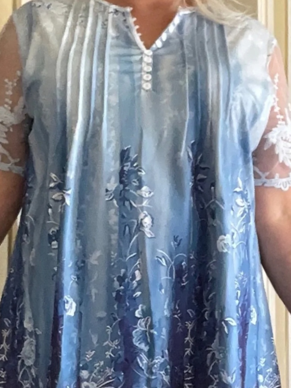 Blue top with short sheer sleeves, Plus size 2XL, NWT - Picture 7 of 7